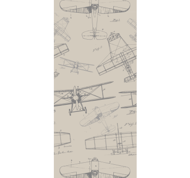 Papel pintado clásico Patrón de aviones "vintage" - TenVinilo