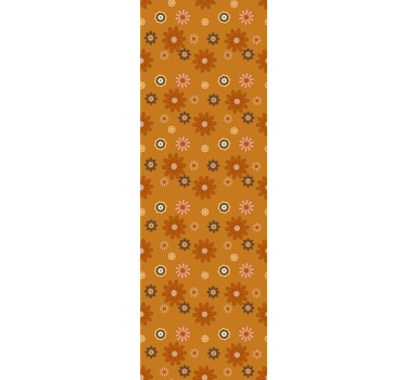 Papel decorativo naranja de los 70s floral - TenVinilo