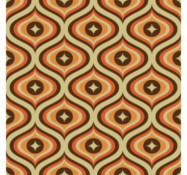 Papel pintado para salón retro naranja y marrón - TenVinilo