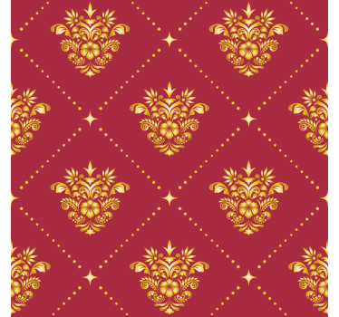 Papel pintado barroco patrón de damasco dorado - TenVinilo