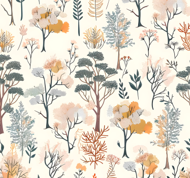 Papel mural paisaje patrón de árboles - TenVinilo