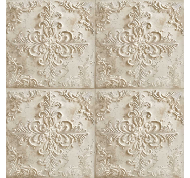 Papel mural barroco azulejos de color beige - TenVinilo