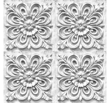 Papel mural barroco azulejos blancos - TenVinilo