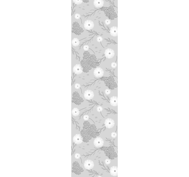 Papel pintado de flores Flores blancas sobre fondo gris claro - TenVinilo
