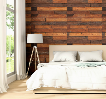 Papel mural dormitorio matrimonio acento de panel de madera - TenVinilo