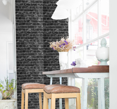 Papel pintado cocina ladrillo viejo negro - TenVinilo
