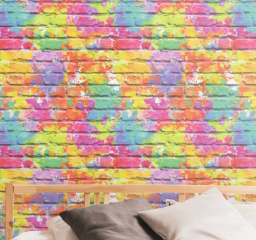 Papel mural ladrillos estética de ladrillo colorido - TenVinilo