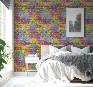 Papel mural ladrillos estética de ladrillo colorido - TenVinilo
