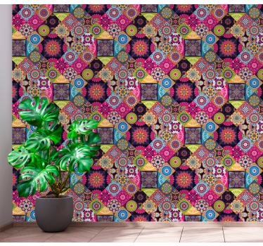 Papel pintado azulejos mandalas oscuros - TenVinilo