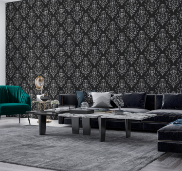 Papel pintado barroco patrón de estilo damasco - TenVinilo