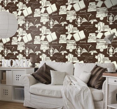 Papel decorativo de estantes de libro vintage - TenVinilo