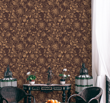Papel floral Flor ornamental retro - TenVinilo