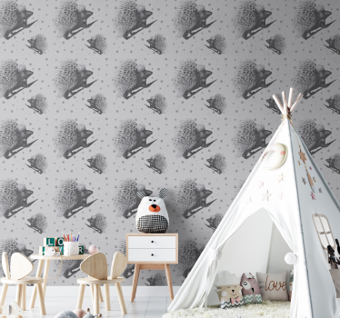 Papel mural animales motivo de erizo gris - TenVinilo