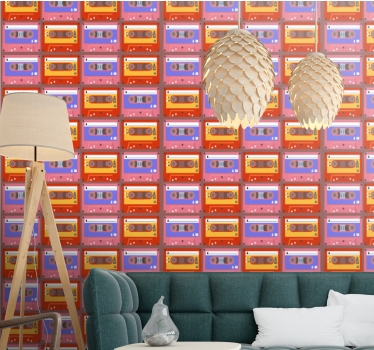 Papel mural vintage array de cintas retro - TenVinilo