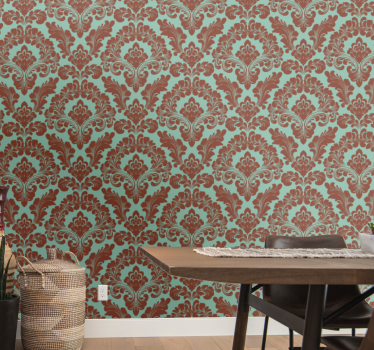 Papel mural barroco elegante estampado de damasco - TenVinilo