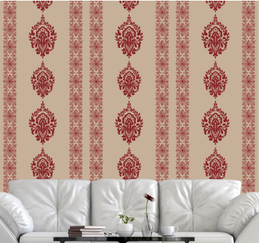 Papel mural barroco elegantes patrones rojos - TenVinilo