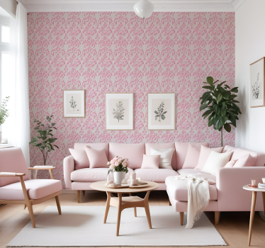 Papel mural barroco patrón rosa - TenVinilo