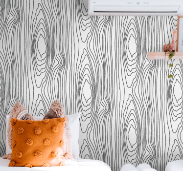Papel mural madera anillos de árboles lineales - TenVinilo