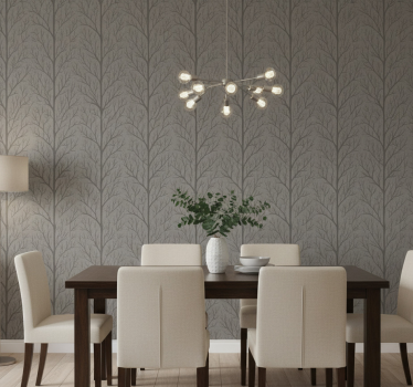 Papel mural comedor árboles del bosque gris - TenVinilo