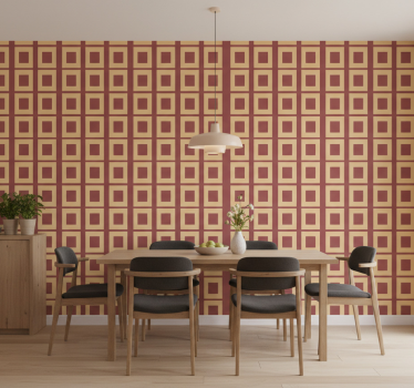 Papel mural comedor cuadrados geométricos - TenVinilo