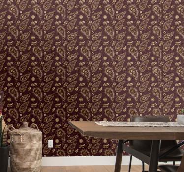 Papel mural comedor diseño de patrón paisley - TenVinilo
