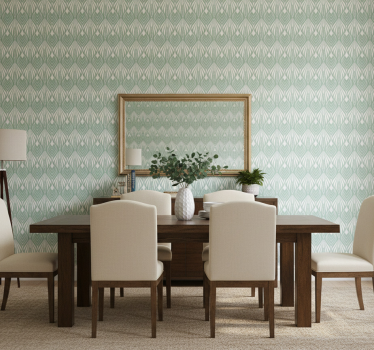 Papel mural comedor hojas verdes estilizadas - TenVinilo