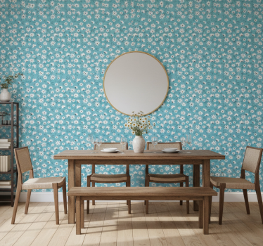 Papel mural comedor motivo floral de margaritas - TenVinilo