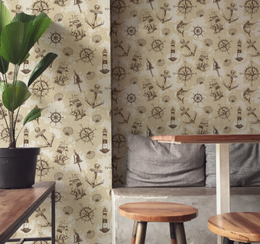 Papel mural comedor motivos de temática náutica - TenVinilo