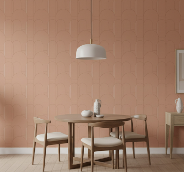 Papel mural comedor patrón circular geométrico terracota - TenVinilo