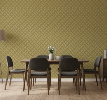 Papel mural comedor patrón cuadrado amarillo geométrico - TenVinilo