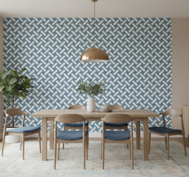 Papel mural comedor patrón cuadrado azul geométrico - TenVinilo
