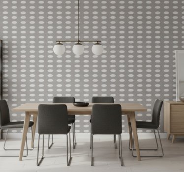 Papel mural comedor patrón de círculos grises geométricos - TenVinilo