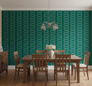 Papel mural comedor patrón de círculos verdes geométricos - TenVinilo
