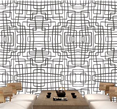 Papel mural comedor patrón de línea abstracta - TenVinilo