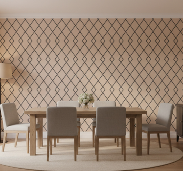 Papel mural comedor patrón diamante beige geométrico - TenVinilo