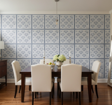 Papel mural comedor patrón geométrico array - TenVinilo