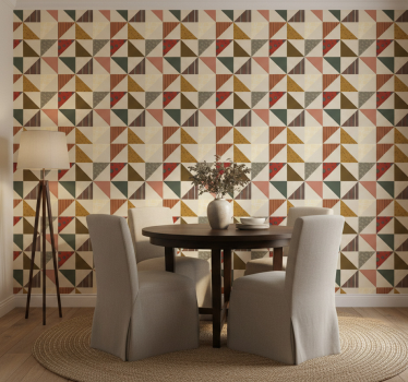 Papel mural comedor patrón geométrico de triángulos - TenVinilo