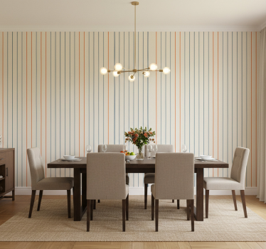 Papel mural comedor patrón lineal multicolor - TenVinilo