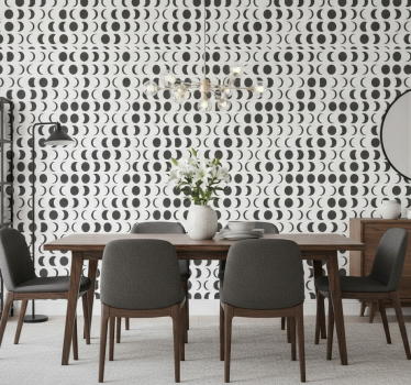 Papel mural comedor semicírculos monocromáticos - TenVinilo