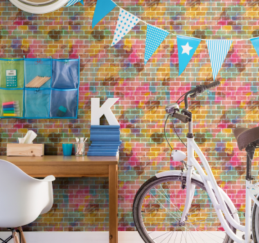Papel mural ladrillos mosaico de ladrillos de colores - TenVinilo