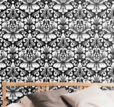 Papel mural barroco elegante composición botánica - TenVinilo