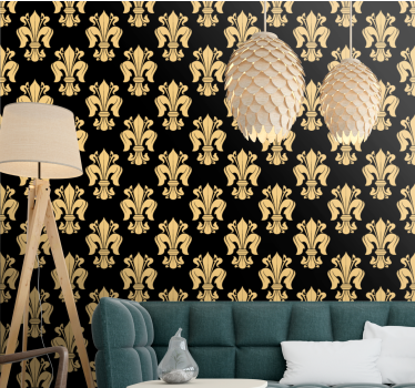 Papel mural barroco elegante flor de lis - TenVinilo