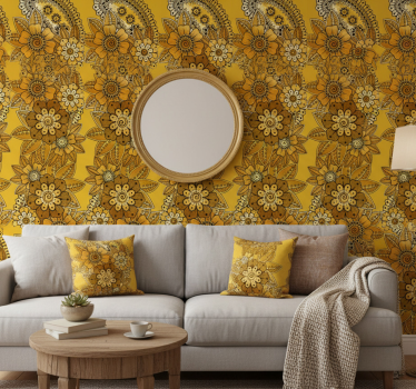 Papel mural floral estilo indio paisley - TenVinilo