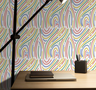 Papel mural oficinas líneas curvas coloridas - TenVinilo