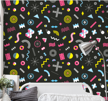 Papel mural vintage formas retro dinámicas - TenVinilo