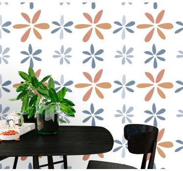 Papel mural comedor patrones geométricos florales - TenVinilo
