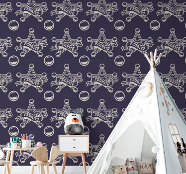 Papel mural vintage diseño de insignia de estrella - TenVinilo