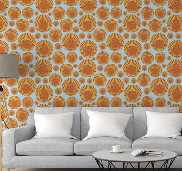 Papel mural living comedor sol de los 70 - TenVinilo