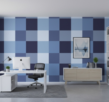 Papel mural oficinas azulejo moderno azul - TenVinilo