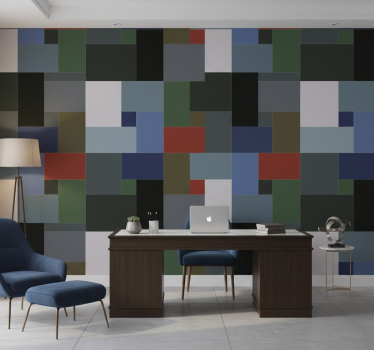 Papel mural oficinas azulejo moderno de color liso - TenVinilo